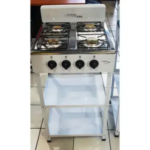 Estufa a gas de pedestal con 2 entrepaños de 4 hornillas