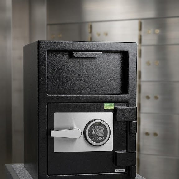 Caja fuerte tipo BUZON con cerradura de combinación mecánica, para dinero en efectivo y monedas.