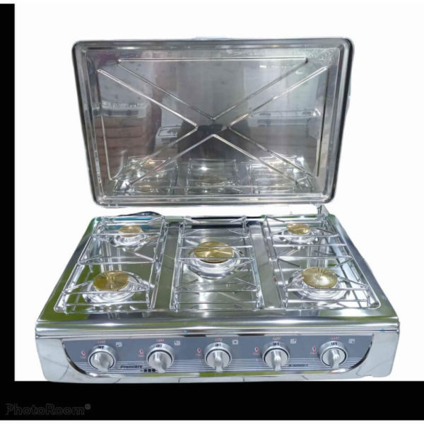 Estufa a Gas de mesa de 5 hornillas de acero de inoxidable MARCA PREMIERE BY ABM - Image 3
