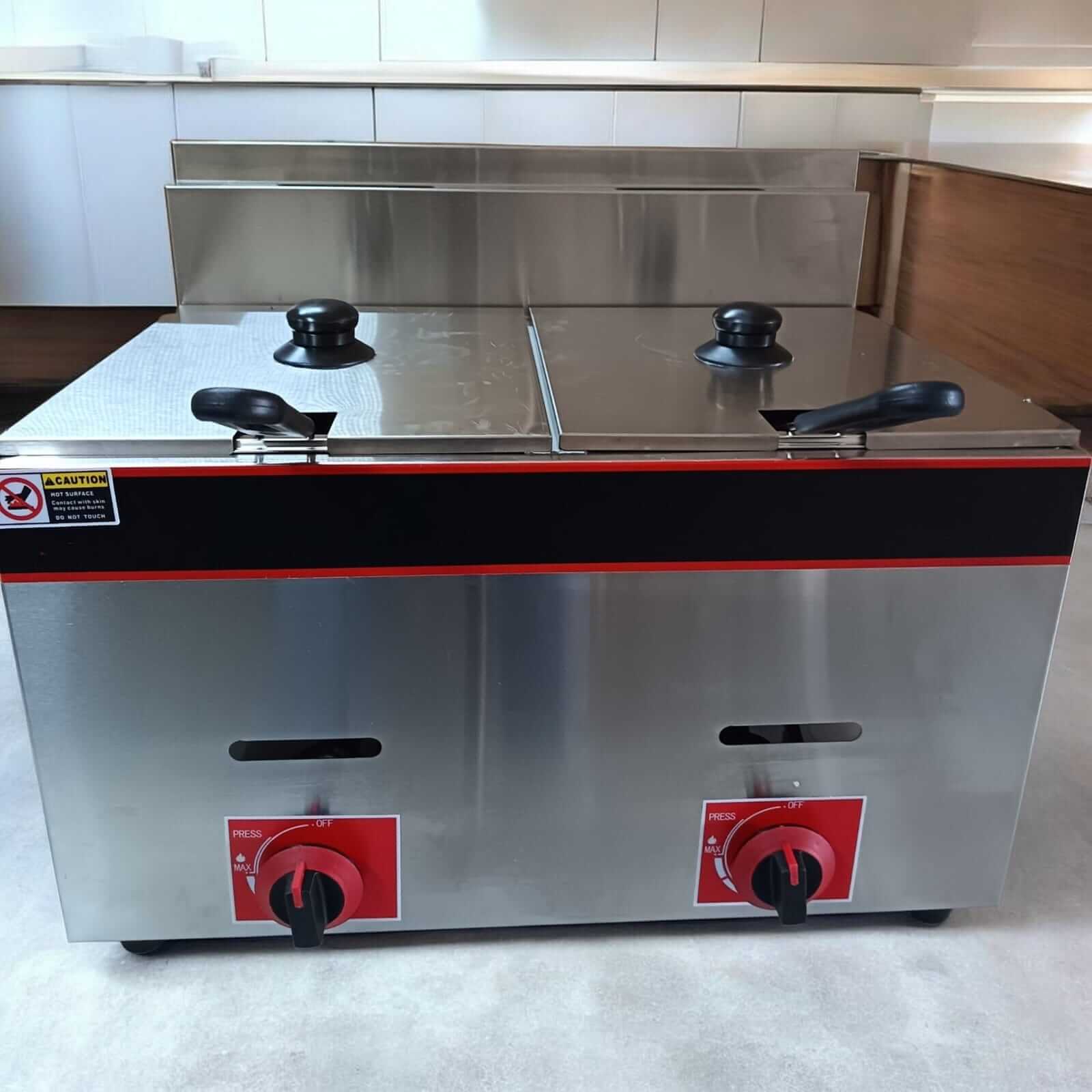Freidora comercial, freidora de gas doble canasta de 12 L, acero inoxidable completo - Image 5