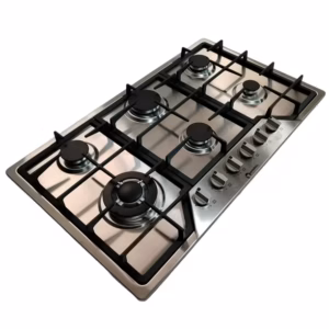 Estufa Empotrable de Gas | 6 hornilla | Acero Inoxidable | Parrilla de Hierro fundido