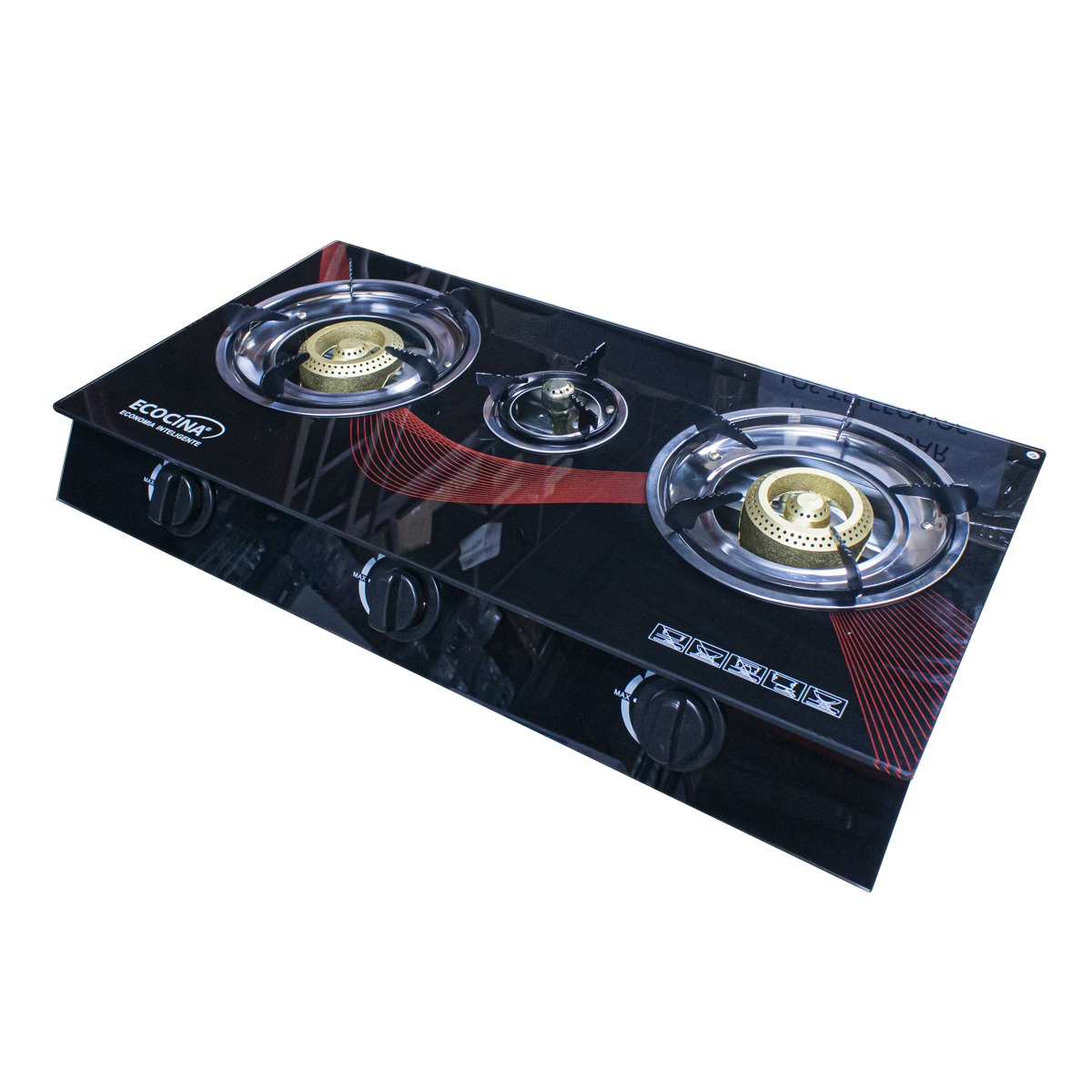 Estufa de vidrio ECOCINA de 3 quemadores